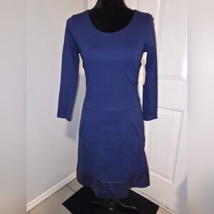 Nicole Miller Long Sleeve Navy Dress